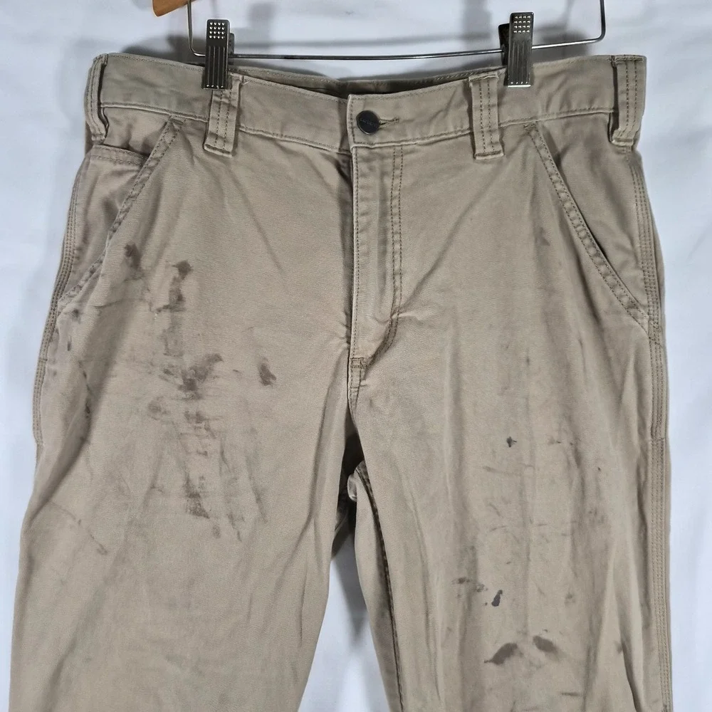 Carhartt Rugged Flex Relaxed Fit Canvas Work Pants Men's 32x30 Tan Workwear